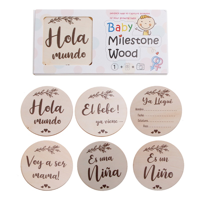 Set 6 Tấm Thẻ Ghi Chú Đánh Dấu Cột Mốc Phát Triển Theo Tháng Cho Bé