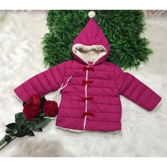 Sale lỗ áo phao lông cừu bé gái size 6-9 tuổi tặng 1 khăn len thời trang đẹp