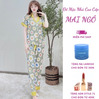 Đồ Bộ Lụa Quần Dài Nữ Mặc Ở Nhà - Bộ Ngủ Nữ Tiểu Thư Ngắn Tay Mặc Mùa Hè, Thu Nhiều Mẫu Sang Chảnh  MAI NGÔ