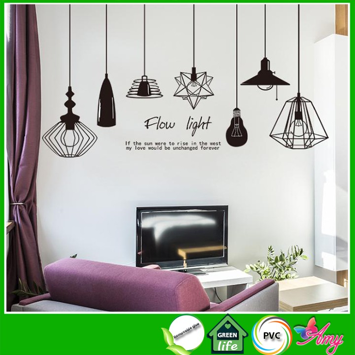 Decal dán tường Đèn treo 3D số 8 Amy shop (81 x 208 cm)