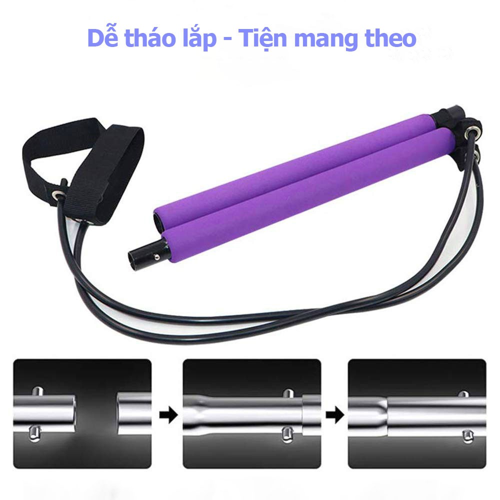 Thanh tập cơ Mông Đùi pilates bar Topbody có dây kháng lực dụng cụ tập toàn thân-GAYTA01