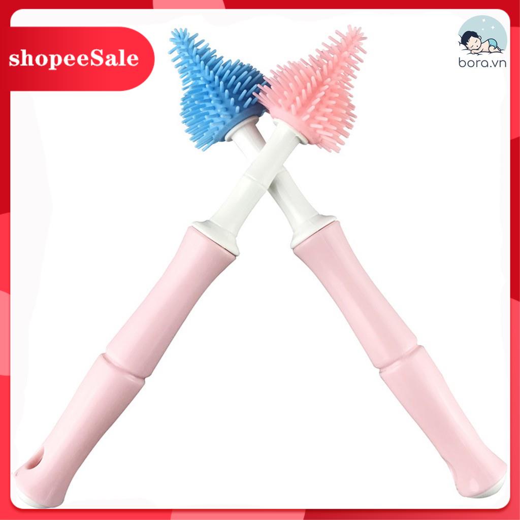 Cọ rửa bình sữa Silicon cao cấp 2 chi tiết [Tay cầm xoay 360 độ]