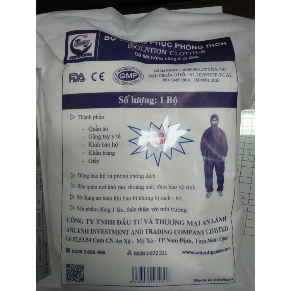 1 thùng 50 bộ đồ bảo hộ phòng chống dịch - AN LÀNH