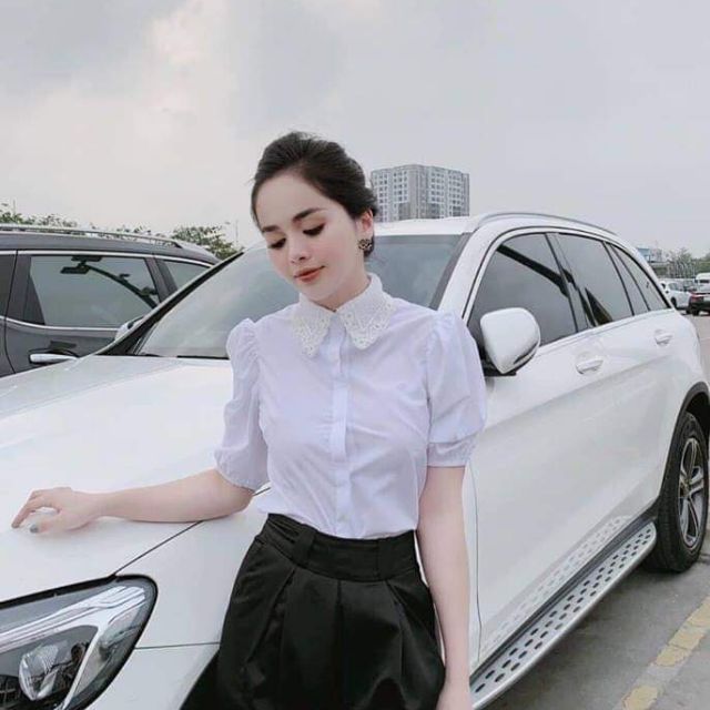 Áo sơ mi cổ ren kiểu dáng tiểu thư