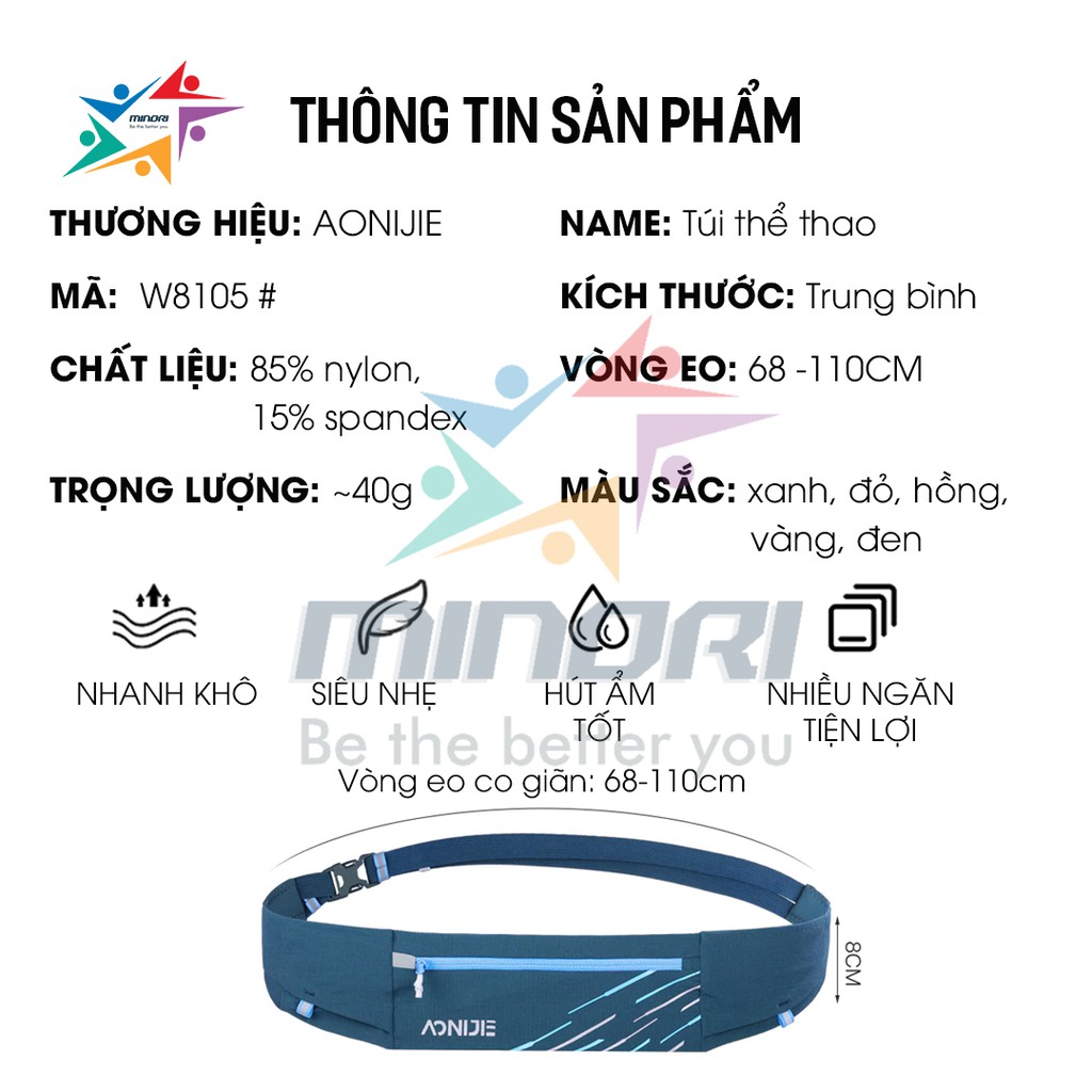 Túi Đeo Hông Chạy Bộ, Đai Chạy Bộ  Aonijie W8105 - Nhỏ Gọn,Ôm Sát Người | BigBuy360 - bigbuy360.vn
