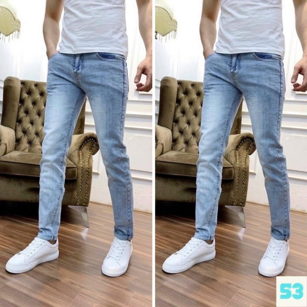 Quần jean nam trắng trơn không rách gối chất bò cao cấp co dãn 4 chiều đẹp from dáng rin skinny Vanasa JM25