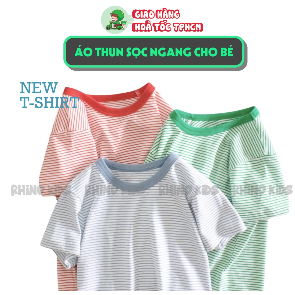 Áo thun cho bé trai sọc ngang chất liệu thun cotton mềm mịn mát mẻ thời trang phong cách hiện đại RHINO KIDS