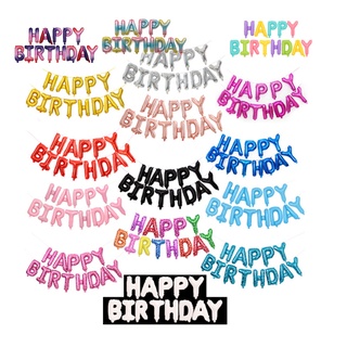 Set 13 bong bóng lá nhôm 16 inch hình chữ Happy Birthday nhiều màu sắc sinh động tùy chọn