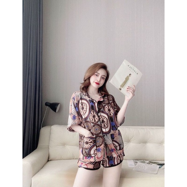 AP46 Bộ ngủ bộ pijama lụa đùi đồ mặc cho bạn gái freesize từ 40-65kg