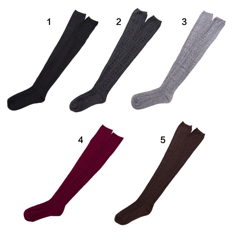 Xiangbao Vớ Dài Dệt Kim Màu Trơn Phong Cách Preppy Nhật Bản Cho Nữ Vào Mùa Đông