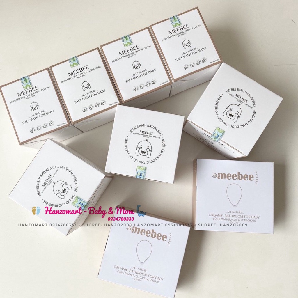Muối tắm thảo dược Meebee cho bé Tặng kèm bông tắm siêu tiện lợi cho trẻ sơ sinh