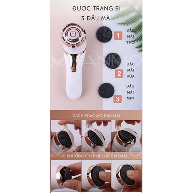 Máy Chà Gót Chân Chống Nước Hút Bụi Tự Động 510 Mài Tế Bào Chết Gót Chân Giảm Nứt Gót Chân Kèm 3 Đầu Mài Thạch Anh