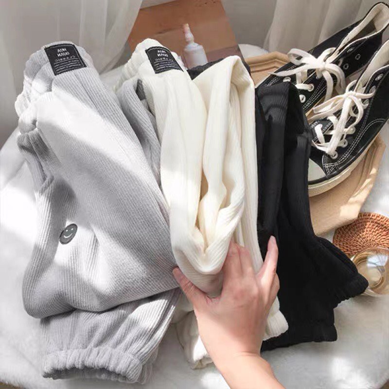 Quần jogger nam nữ Mặt Cười Logo mặc đôi Cheapy đen trắng ghi freesize unisex thể thao hàn quốc C659 | BigBuy360 - bigbuy360.vn