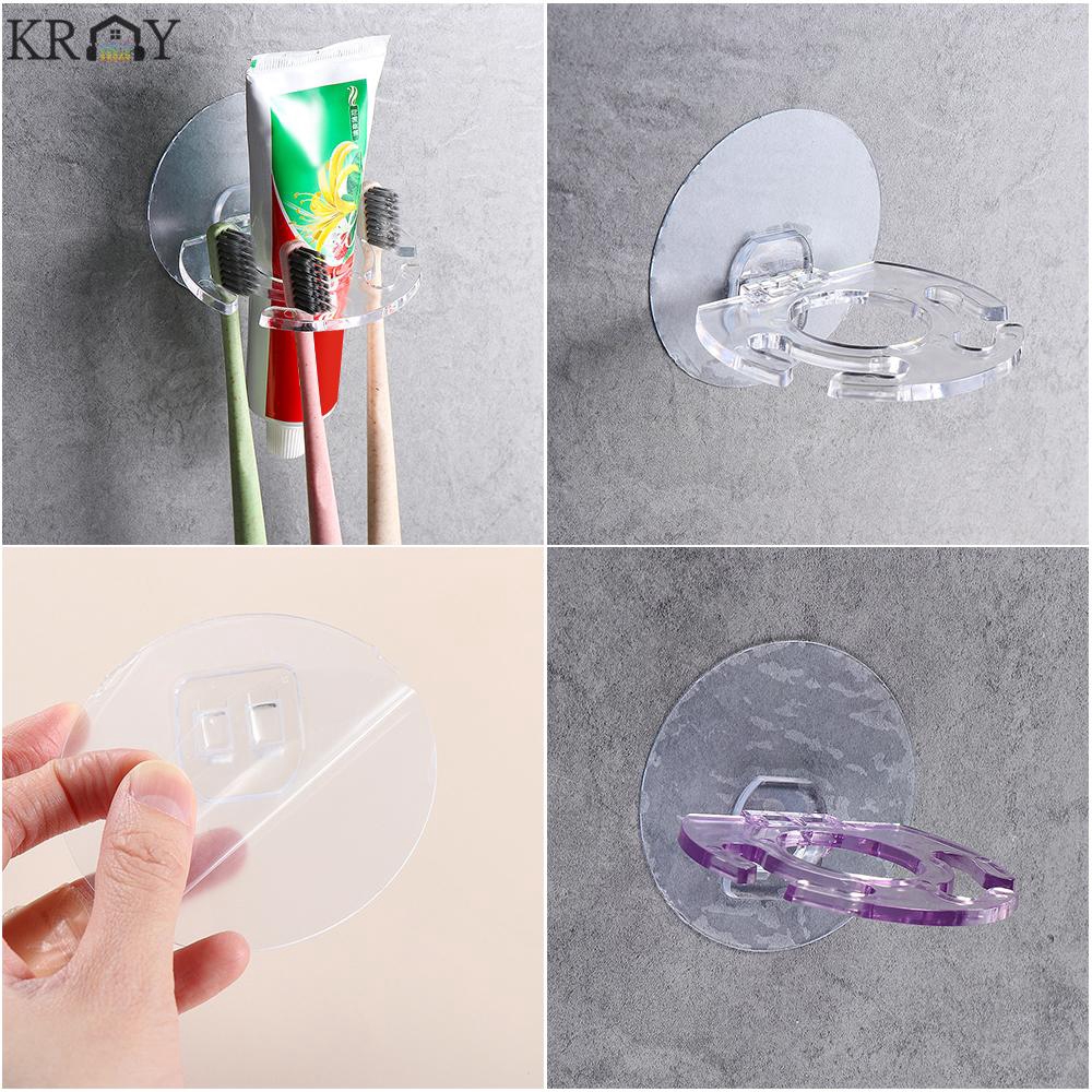 Giá đỡ bàn chải đánh răng treo tường bằng nhựa không để lại dấu vết tiện dụng cho phòng tắm