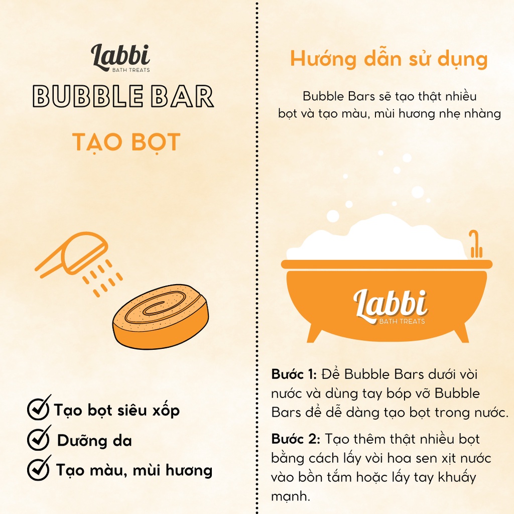 Bánh siêu tạo bọt bồn tắm BUNNY'S STICK [Labbi] Bubble Bar