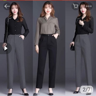 Quần bagyy nữ quần dài cạp cao quần tuyết mưa tây công sở có khóa trước