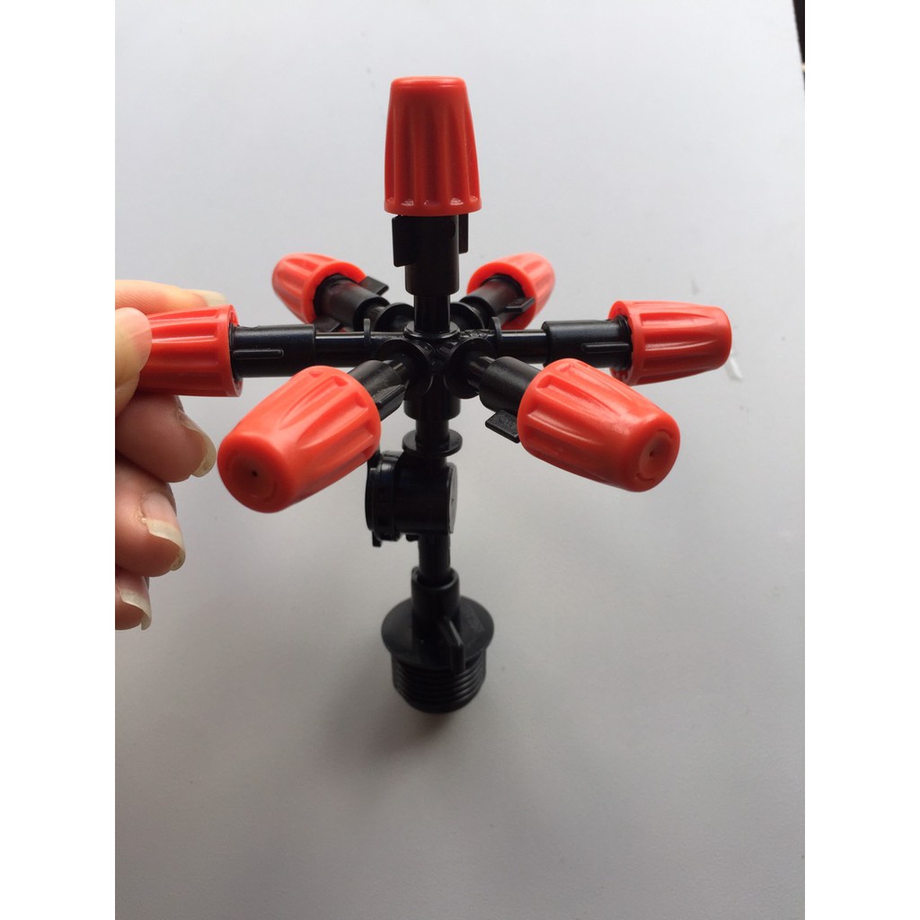Béc tưới cây phun sương 7 đầu kết nối ren 21mm và bù áp
