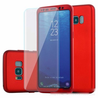 Ốp điện thoại màu trơn kèm kính cường lực giúp bảo vệ toàn diện cho Samsung Galaxy S7 Edge S7 S8 S8Plus