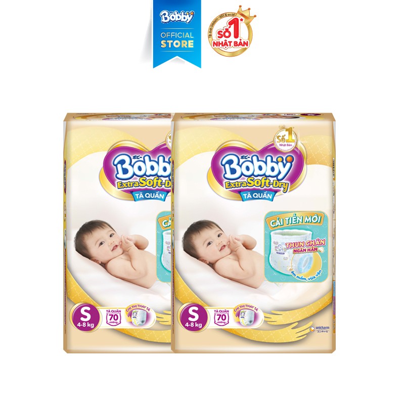 Combo 2 gói tã Bobby Quần Extra Soft Dry S70-1907