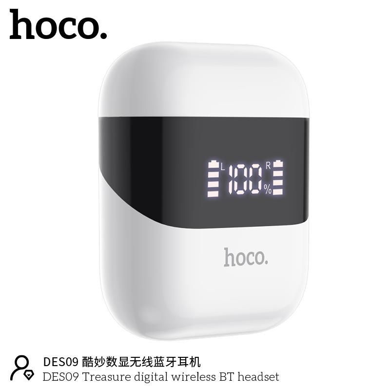 Tai nghe bluetooth V5.0 Hoco DES09 pin 350mAh, sử dụng 3h, chạm cảm ứng, mở nắp kết nối thông minh, dock có LED báo pin