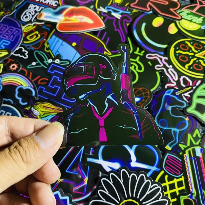 [Set 50 ~ 100 c&aacute;i] STICKER PVC chống thấm cao cấp h&igrave;nh d&aacute;n chủ đề AMONG US, MARVEL, NEON B&Oacute;NG, SIMPSON, GẤU WBB...