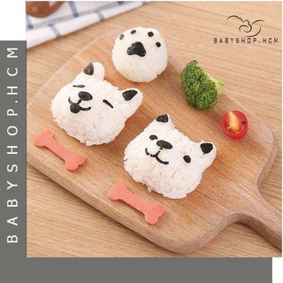 Bộ khuôn ép cơm bento chó puppy kèm tấm cắt rong biển