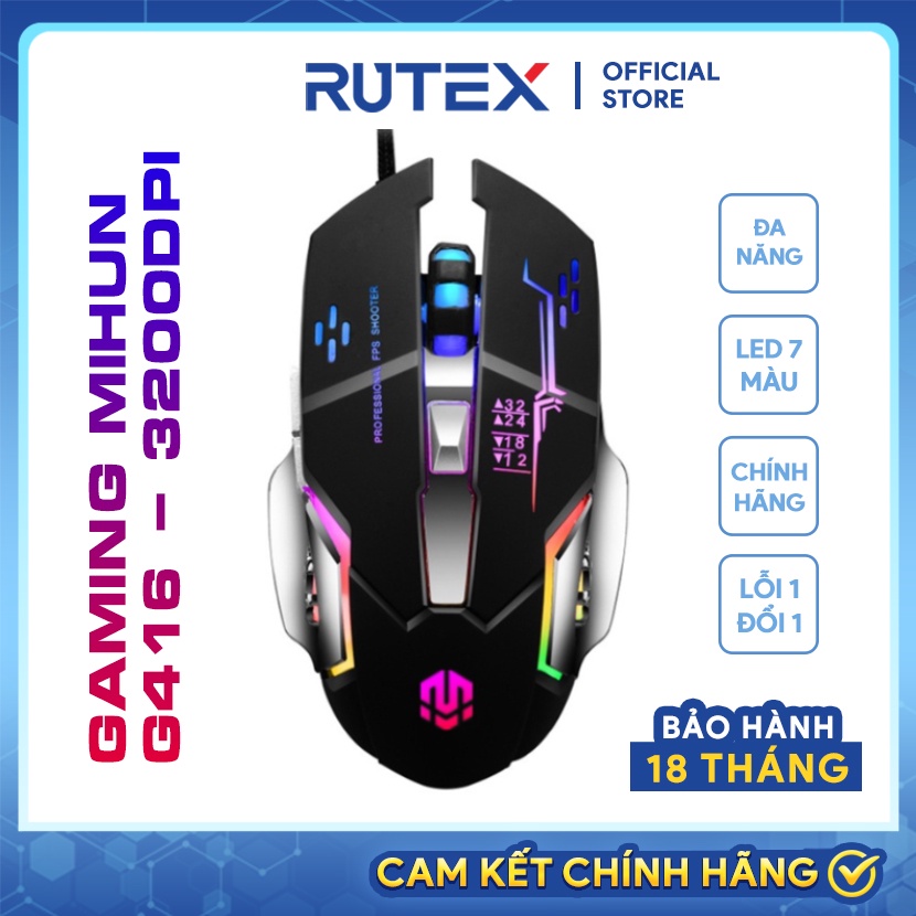 Chuột gaming, chuột máy tính có dây MIHUN G416 Macro LED đổi màu 3200 DPI dành cho game thủ văn phòng