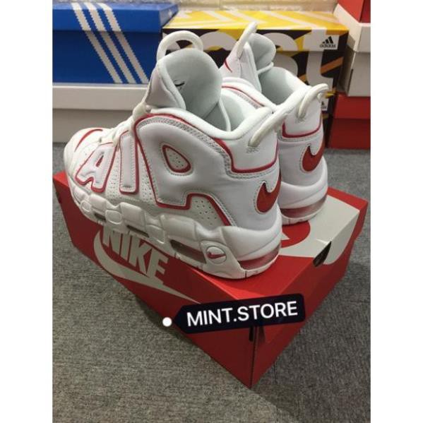 Xả kho (Video cận cảnh) Giày Sneaker Air More Uptempo Trắng viền đỏ .( Xả Tết Tết) new ! Sales 11-11 . rẻ : az11