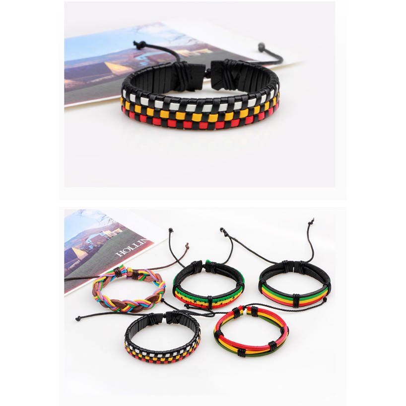 Combo 5 Vòng Tay Da Handmade - A11 [ FREE SHIP ]