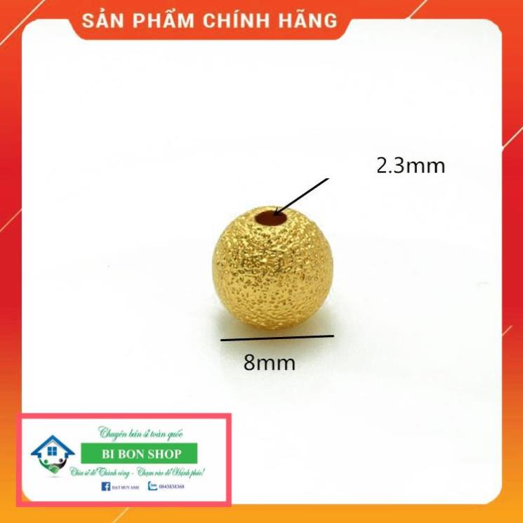 10 Viên Bi bạc 6mm tròn kiểu vân sần mờ phối hạt vòng cổ vòng tay - B2Y1