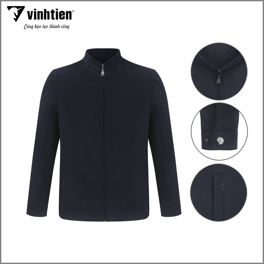 Áo khoác nam 2 lớp cổ trụ dáng suông Vĩnh Tiến chất liệu microfiber chống mưa gió 950 - Đen