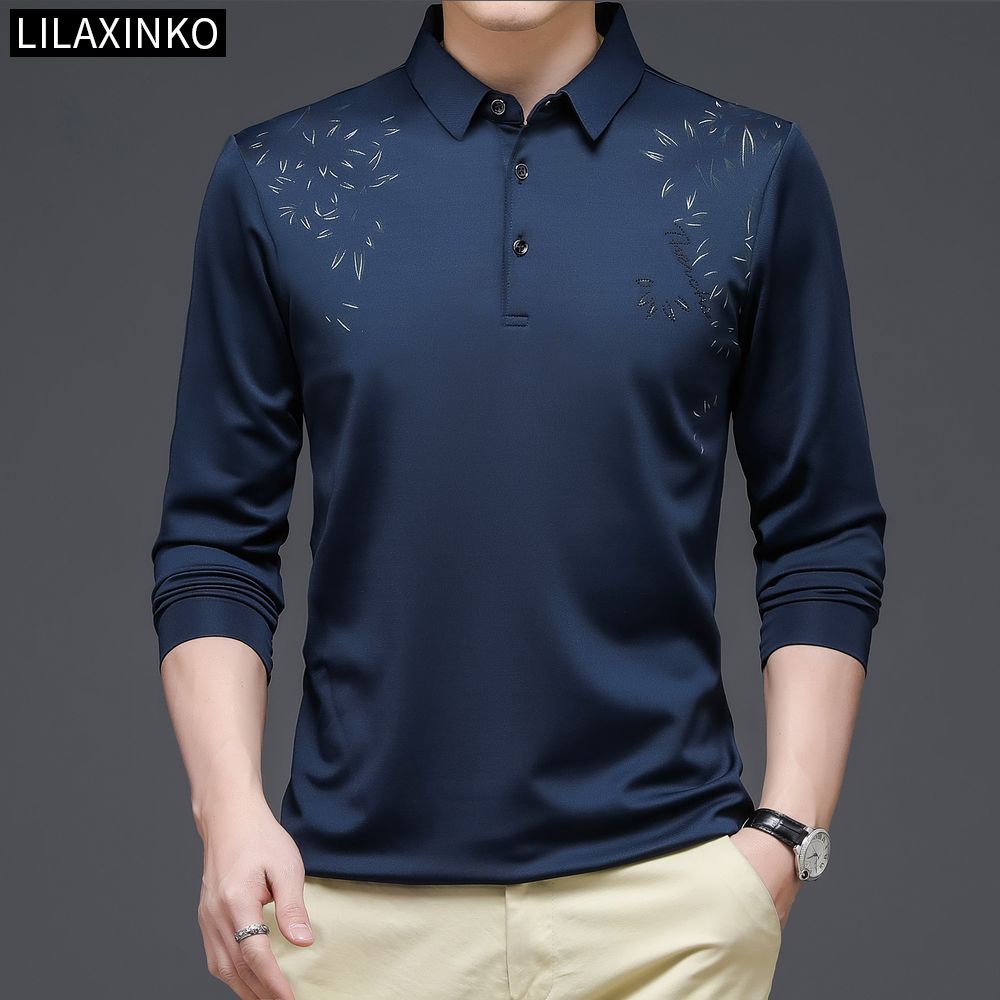 Áo Thun Polo Tay Dài In Họa Tiết Đơn Giản 3 Màu Thời Trang Dành Cho Nam