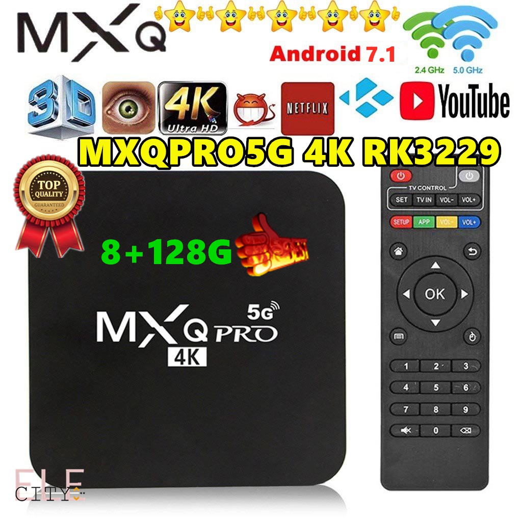 Ele】⚡⚡Android tivi box MXQ PRO 4K Android:7.1 RAM 8G+128G Bạn có thể xem youtube và vân vân