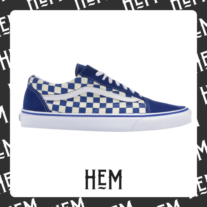 Giày Vans Old Skool Checkerboard Xanh Real 2hand Cond 9