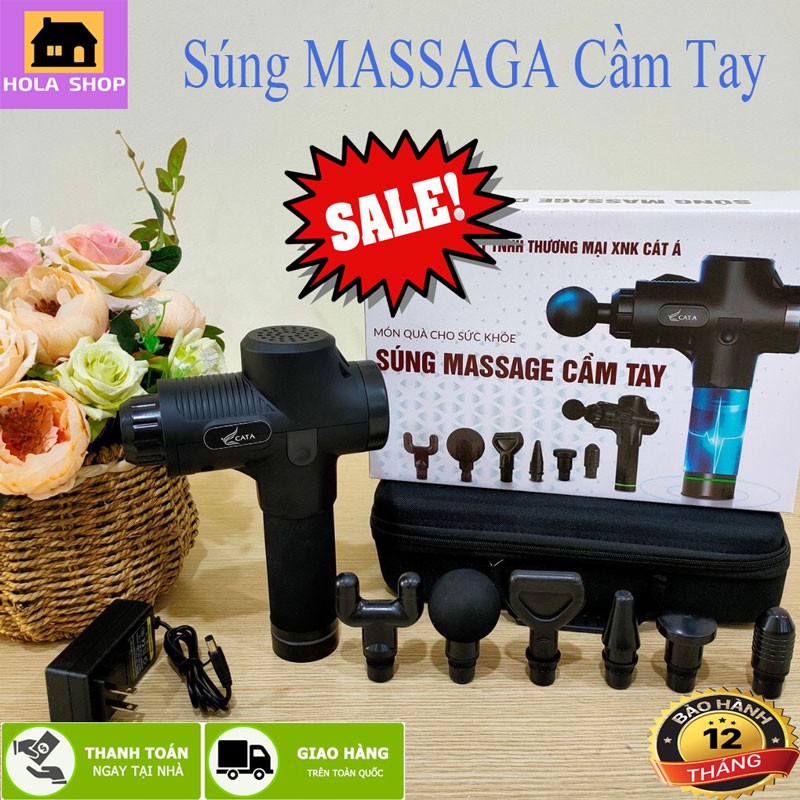 [BH 12 Tháng]Súng MASSAGE ,Máy Trị Liệu Cầm Tay 6 Đầu  30 Mức Độ Rung, Mát Xa Cơ Cho Người Tập GYM Người Cao Tuổi (Đ7)