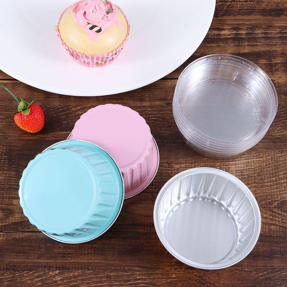 CONOPERY Set 10 Cốc Lá Nhôm 125ml Làm Bánh Cupcake Có Nắp