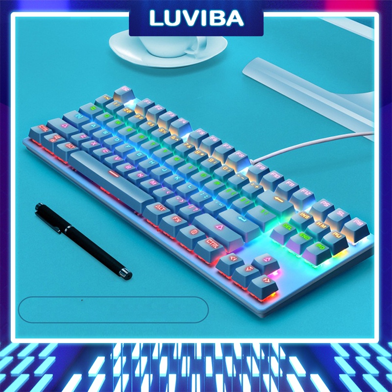 Bàn phím cơ máy tính có dây mini giá rẻ gaming k2 có dây RGB có LED LUVIBA K550