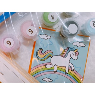 Tranh tô mầu số hoá unicorn , ngựa một sừng 20*20cm