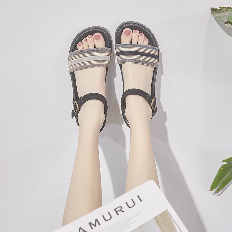 Xăng đan đi biển mùa hè mẫu mới phong cách Harajuku Hàn Quốc trẻ trung cho nữ 2021