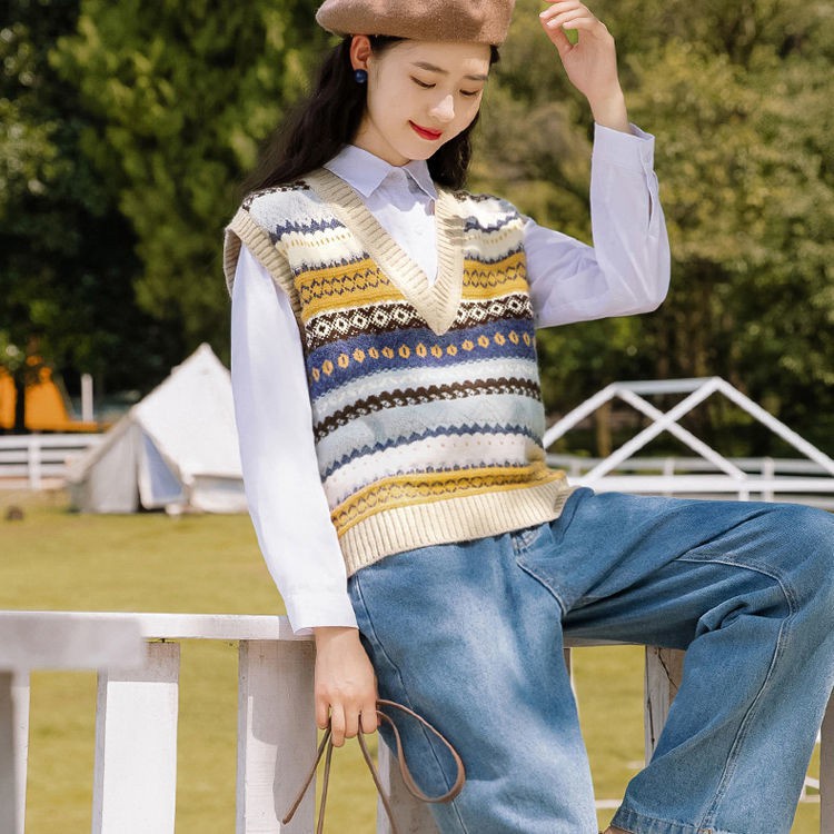 Áo ghi-lê vải len xẻ cổ chữ V dáng rộng thời trang cho phái nữ | BigBuy360 - bigbuy360.vn