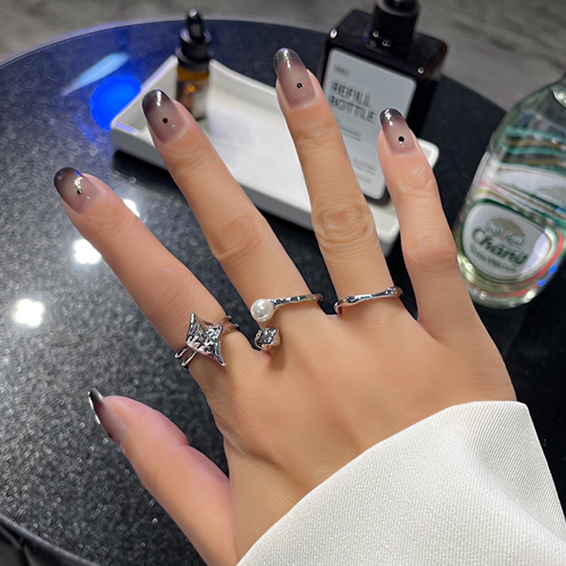 Nhẫn Hở Đính Ngọc Trai Kim Loại 19A1679 Phong Cách Harajuku