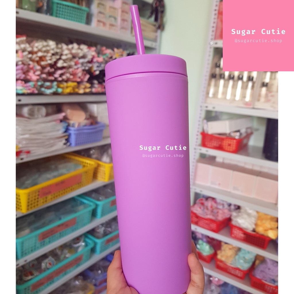 Ly giữ nhiệt Pastel 650ml dáng cao tặng kèm sticker 3D trang trí