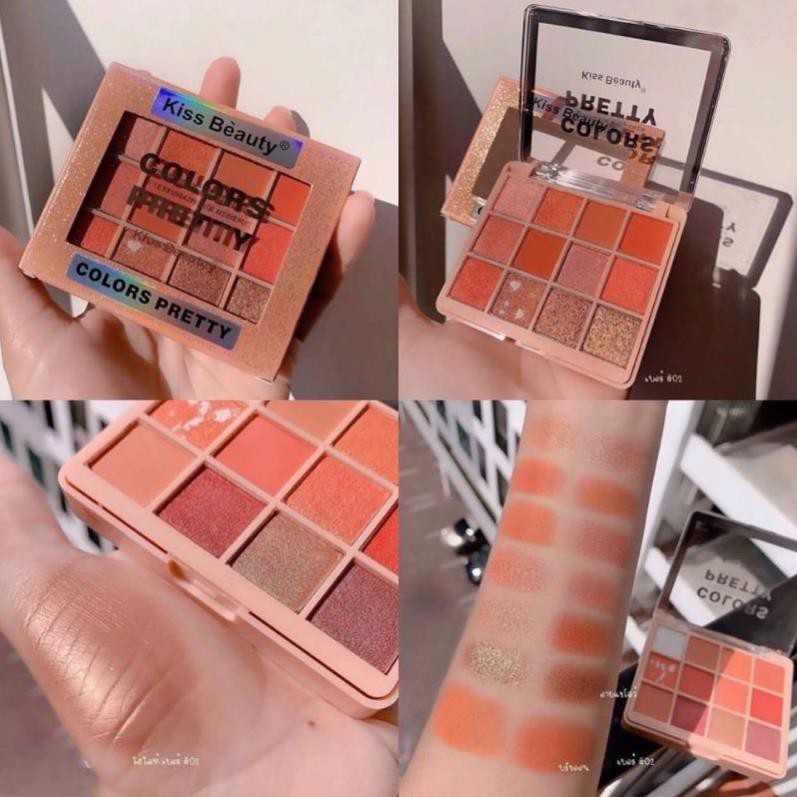 Phấn mắt 2 tầng 12 ô phấn mắt và 4 ô phấn má kèm gương kiss beauty