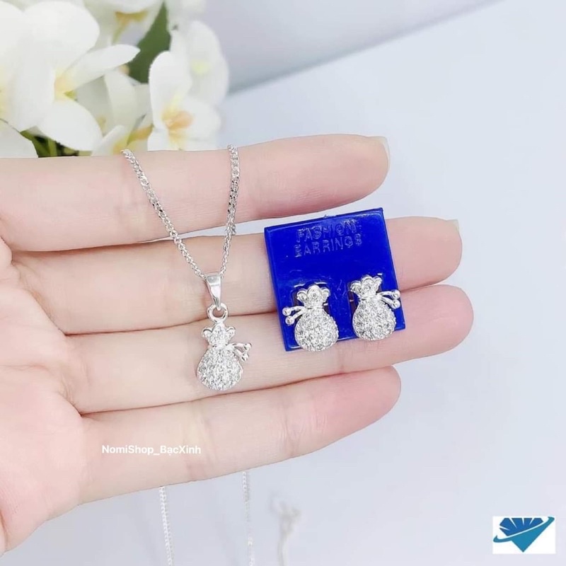 Set Bạc túi tiền xinh, gắn đá lấp lánh may mắn tài lộc Mainomi Shop Bạc Xinh