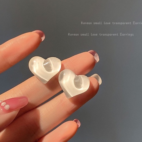 Khuyên Tai Đính Đá Opal Hình Trái Tim Đơn Giản Dành Cho Nữ