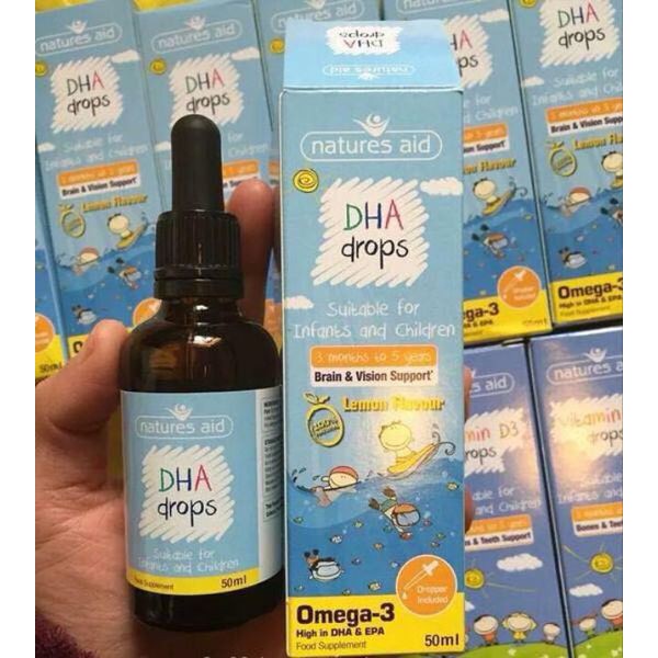 Natures Aid DHA Mini Drops 50ml Giúp Bé Thông Minh Nhanh Nhẹn của Anh Quốc