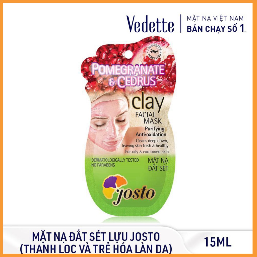 ❤️ MẶT NẠ ĐẤT SÉT ĐỎ VÀ LỰU JOSTO 15ml