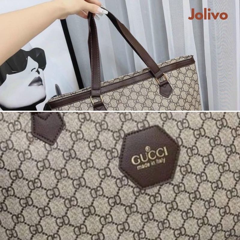 Túi xách nữ bản to Gu.ci kẹp nách xách tay quai da có khóa kéo thời trang JOLIVO T1.036