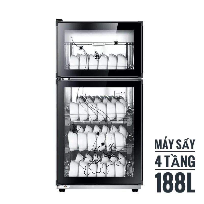 HÀNG LOẠI 1+QUÀ TẶNG - Máy sấy bát đũa khử khuẩn 188L bằng OZONE + Tủ khử trùng hồng ngoại siêu sạch - Tủ sấy