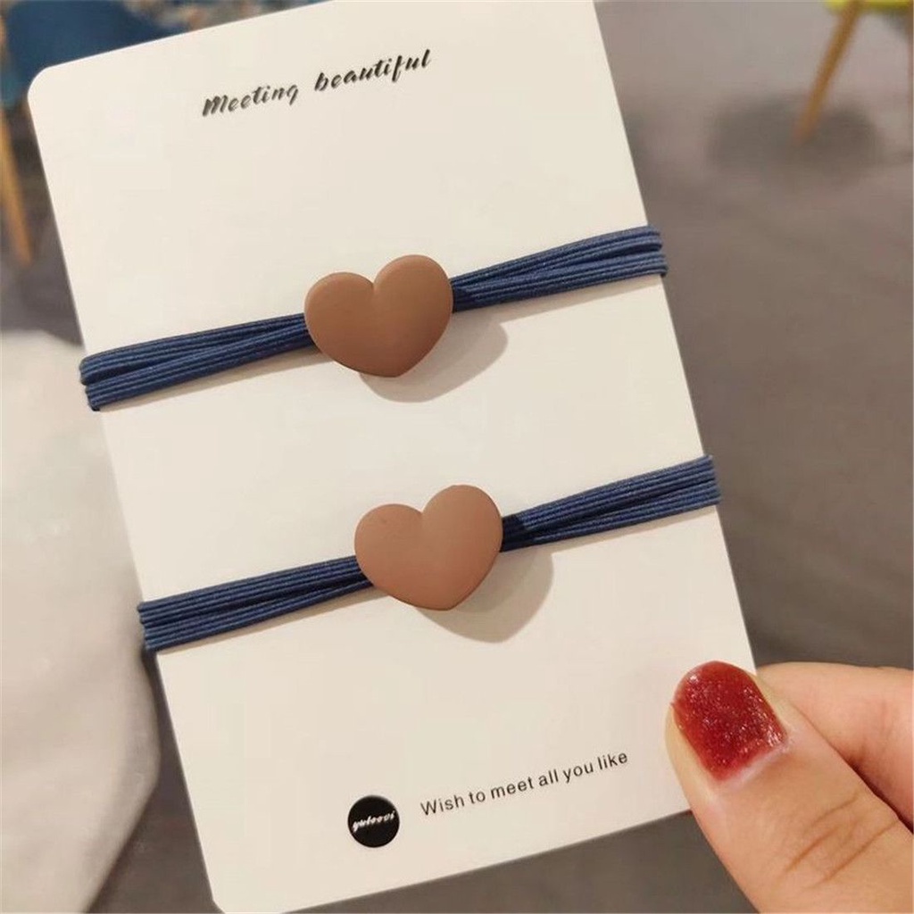 Dây Cột Tóc Co Giãn Hình Trái Tim Xinh Xắn Nhiều Màu Sắc Cho Nữ